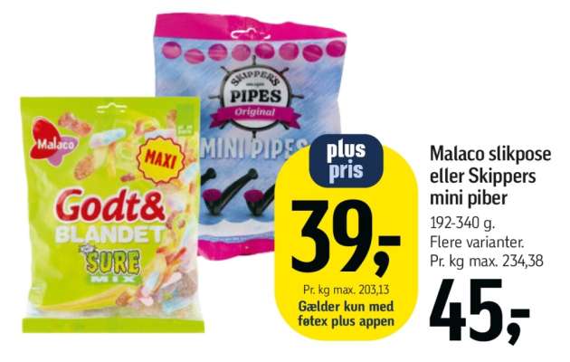 Malaco slikpose eller Skippers mini piber
