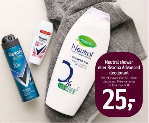 Neutral shower eller Rexona Advanced deodorant
