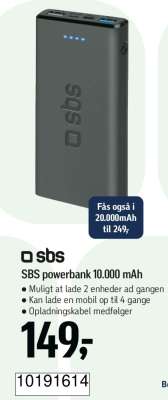 SBS powerbank 10.000 mAh
