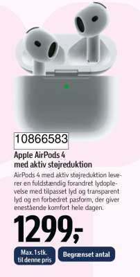 Apple AirPods 4 med aktiv støjreduktion