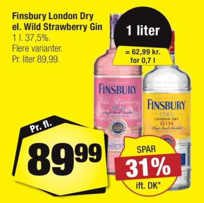 Finsbury London Dry el. Wild Strawberry Gin