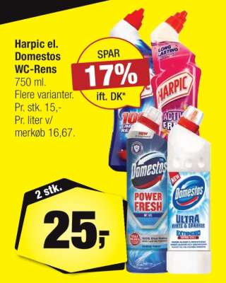 Harpic el. Domestos WC-Rens
