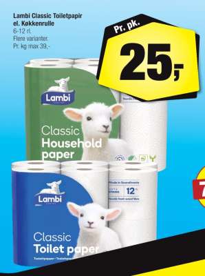 Lambi Classic Toiletpapir el. Køkkenrulle