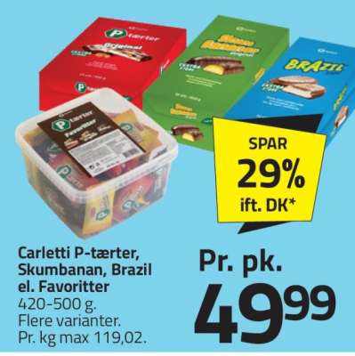 Carletti P-tærter, Skumbanan, Brazil el. Favoritter