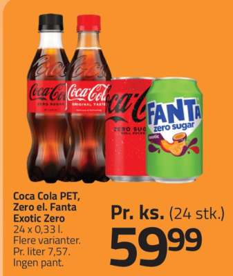 Coca Cola PET, Zero el. Fanta Exotic Zero