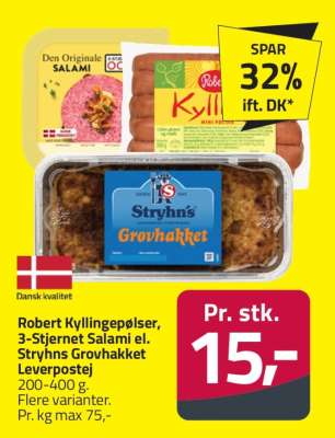 Robert Kyllingepølser, 3-Stjernet Salami el. Stryhns Grovhakket Leverpostej