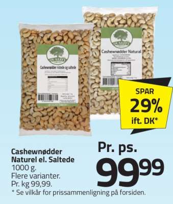 Cashewnødder Naturel el. Saltede