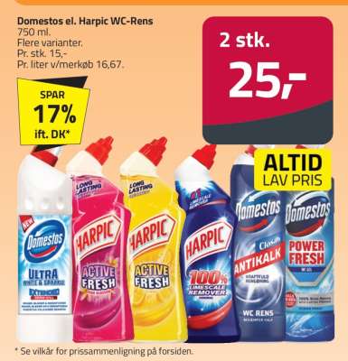 Domestos el. Harpic WC-Rens