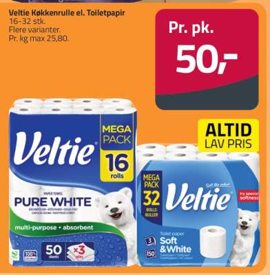 Veltie Køkkenrulle el. Toiletpapir