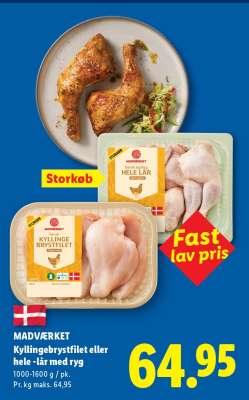 MADVÆRKET Kyllingebrystfilet eller hele lår med ryg
