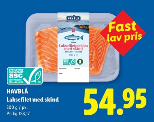 Havblå Laksefilet med skind