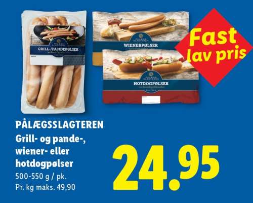 PÅLÆGSSLAGTEREN Grill- og pande-, wiener- eller hotdogpølser
