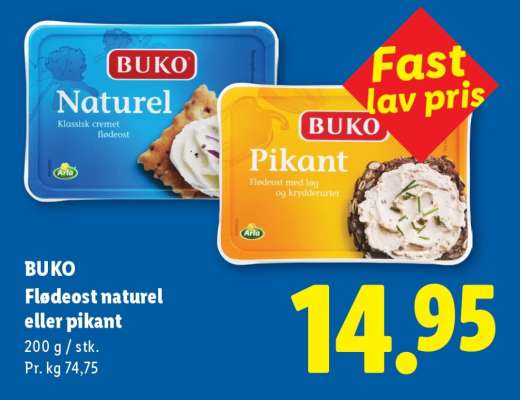 BUKO Flødeost naturel eller pikant