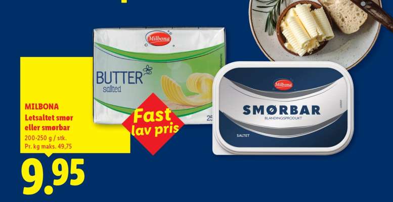 MILBONA Letsaltet smør eller smørbar