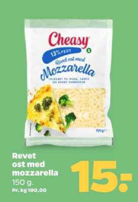 Revet ost med mozzarella