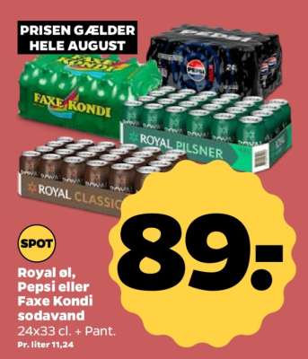 Royal øl, Pepsi eller Faxe Kondi sodavand