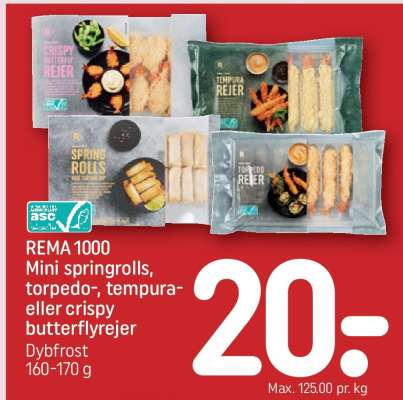 REMA 1000 Mini springrolls, torpedo-, tempura- eller crispy butterflyrejer