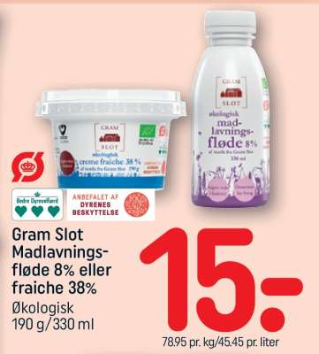 Gram Slot Madlavningsfløde 8% eller fraiche 38%