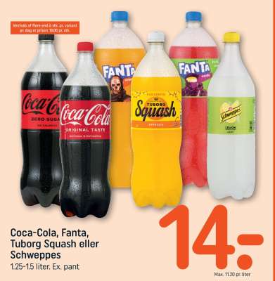 Coca-Cola, Fanta, Tuborg Squash eller Schweppes