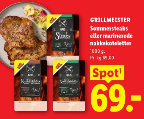 GRILLMEISTER Sommersteaks eller marinerede nakkekoteletter