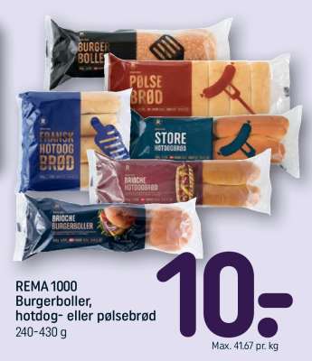 REMA 1000 Burgerboller, hotdog- eller pølsebrød
