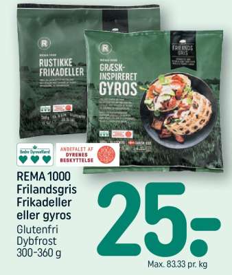 REMA 1000 Frilandsgris Frikadeller eller gyros