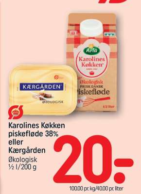 Karolines Køkken piskefløde 38% eller Kærgården