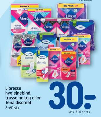 Libresse hygiejnebind, trusseindlæg eller Tena discreet