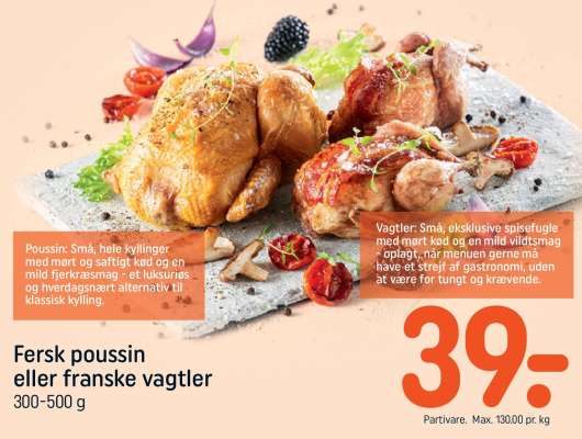 Fersk poussin eller franske vagtler
