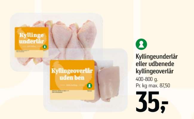 Kyllingeunderlår eller udbendede kyllingeoverlår