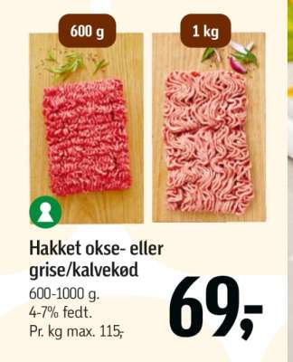 Hakket okse- eller grise-/ kalvekød