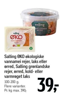 Salling ØKO økologiske vannamei rejer, laks eller ørred