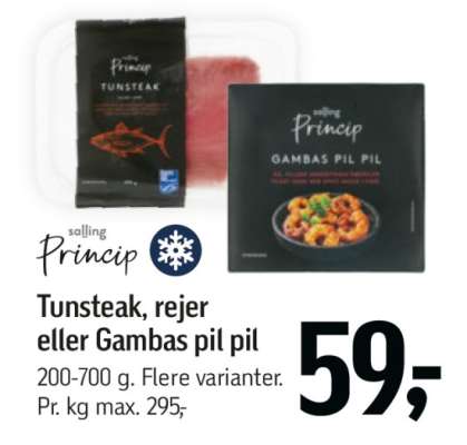 Tunsteak, rejer eller Gambas pil pil