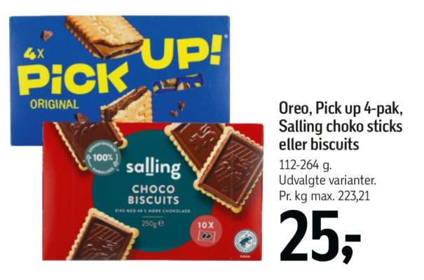 Oreo, Pick up 4-pak, Salling choko sticks eller biscuits