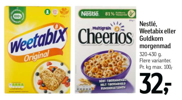 Nestlé, Weetabix eller Guldkorn morgenmad
