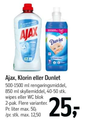 Ajax, Klorin eller Dunlet