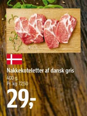 Nakkekoteletter af dansk gris