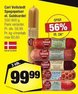 Carl Vollstedt Spegepølser el. Guldsardel