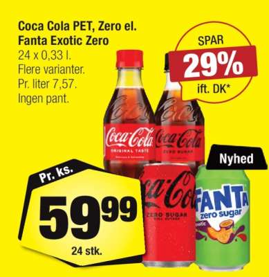 Coca Cola PET, Zero el. Fanta Exotic Zero
