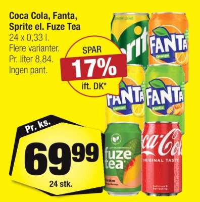 Coca Cola, Fanta, Sprite el. Fuze Tea