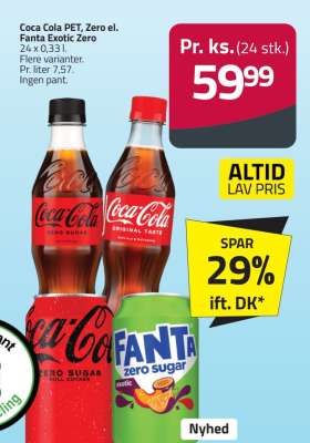 Coca Cola PET, Zero el. Fanta Exotic Zero
