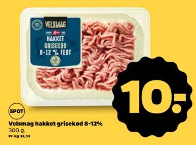 Velsmag hakket grisekød 8-12%