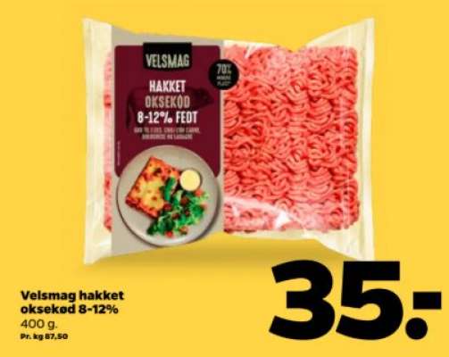 Velsmag hakket oksekød 8-12%