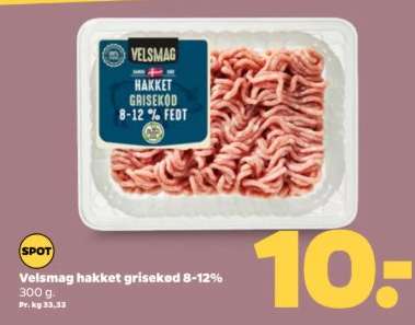 Velsmag hakket grisekød 8-12%