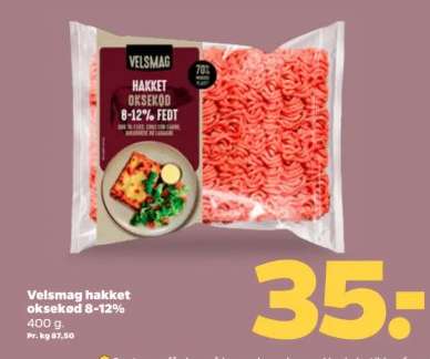 Velsmag hakket oksekød 8-12%