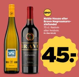 Noble House eller Bravo Negroamaro-zinfandel