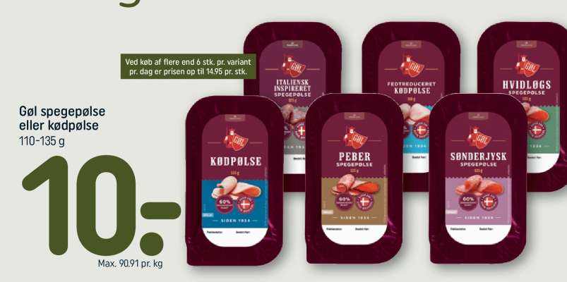 Gøl spegepølse eller kødpølse