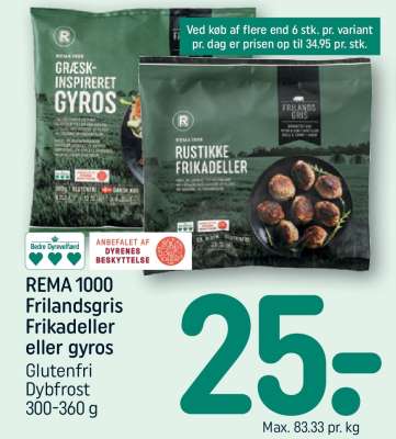 REMA 1000 Frilandsgris Frikadeller eller gyros