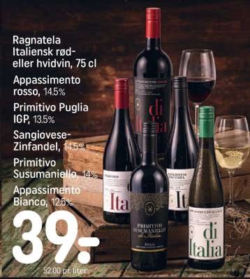 Ragnatela Italiensk rød- eller hvidvin 75 cl