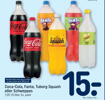 Coca-Cola, Fanta, Tuborg Squash eller Schweppes
